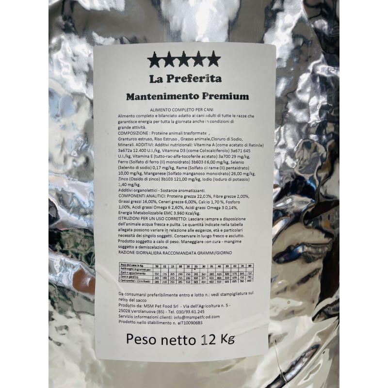 La Preferita Dog 12Kg Alimento Mantenimento Plus - Normalmente Venduto a € 58