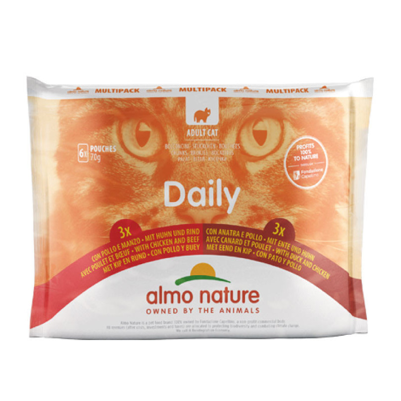 Almo Nature Gatto Daily Multipack 60 Bustine da 70g Pollo/Manzo e Anatra/Pollo - Normalmente Venduto €65,00