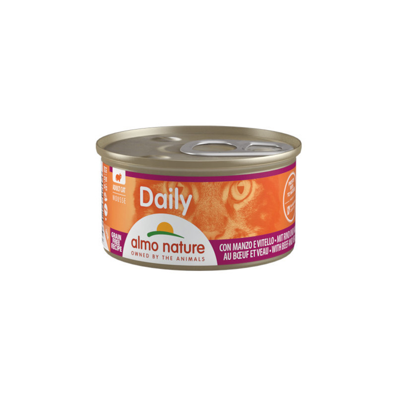 Almo Nature Daily Cat Mousse Manzo e Vitello 24x85g - Normalmente Venduto a € 33