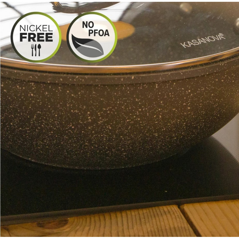 Wok 40 cm con coperchio Eco Petra